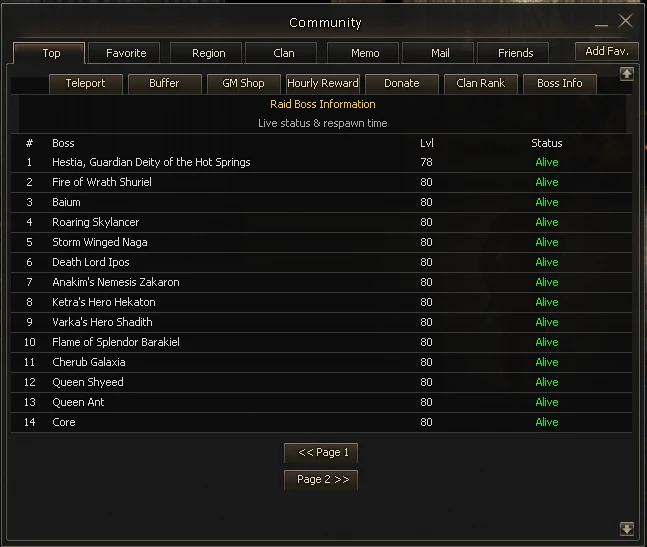 Community Boss Info